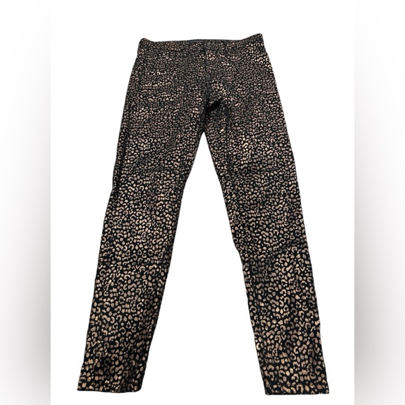 Banana Republic Denim - NWOT Metallic Black Rose Gold  Leopard Print Skinny Banana Republic Woman’s 28‎